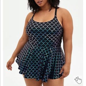 Torrid Mermaid Side Tie Swim Dress 3X